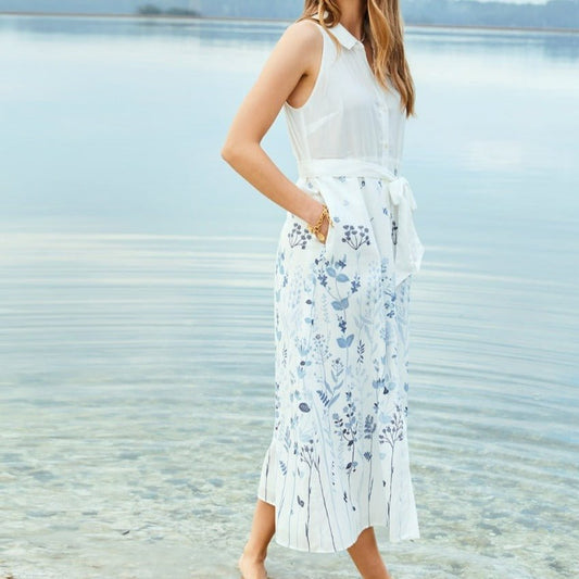 Emeline Dress - Oyster Factory Field Flowers Blue