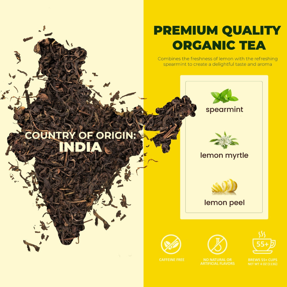 Gardenika Lemon Spearmint Tea, Loose Leaf, USDA Organic, Kosher, Caffeine Free – 4 Oz (113g)