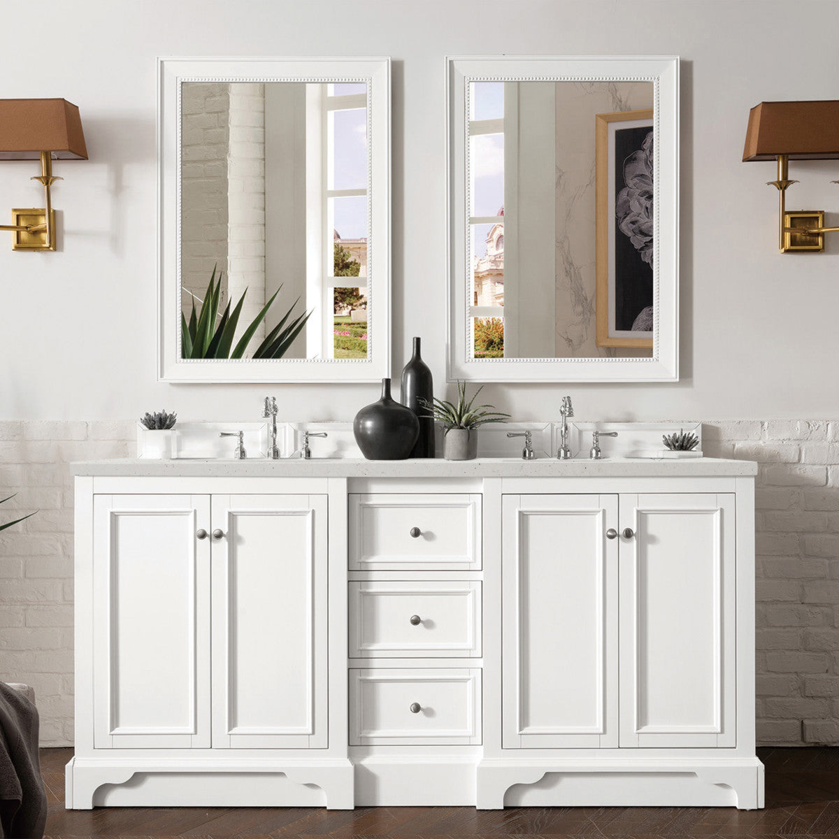 De Soto 72" Double Vanity Cabinet, Bright White