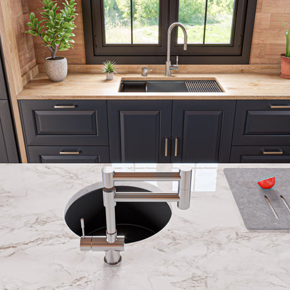 ALFI brand AB3418SBUM 33" Granite Composite Workstation Step Rim Single Bowl Undermount Sink with Accessories
