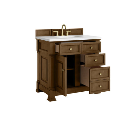 James Martin 547-V36 Brookfield 36” Single Vanity – Black Onyx / Honey Oak / Pearl Charcoal