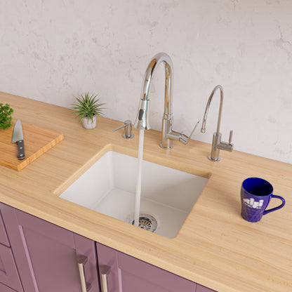 ALFI brand  AB2017 20" White Single Bowl Fireclay Undermount Kitchen Sink