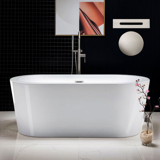 WOODBRIDGE 59" Acrylic Freestanding Bathtub Contemporary Soaking Tub