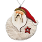 Fuzzy Wooden Santa Ornament - 4 Inches