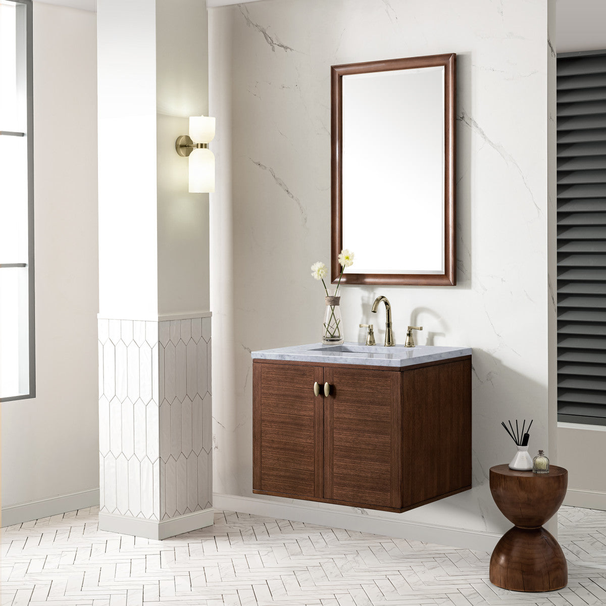 Amberly 30" Single Vanity Cabinet, Mid-Century Walnut