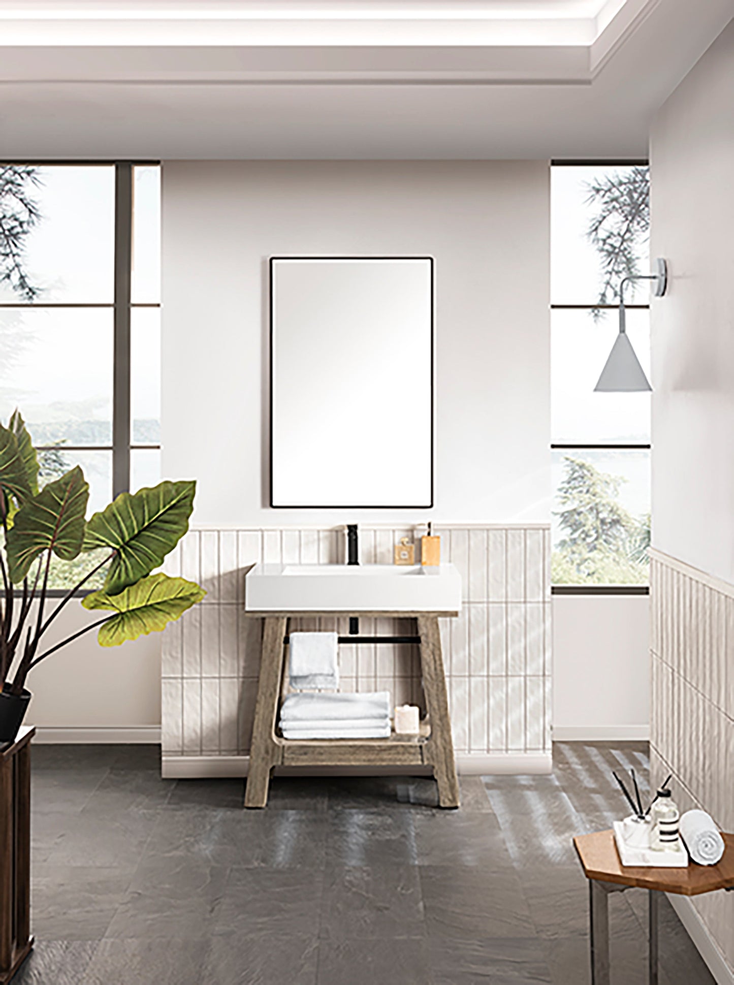 Auburn 31.5" Single Sink Console, Weathered Timber