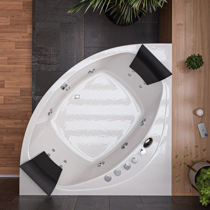 EAGO AM200  5' Rounded Modern Double Seat Corner Whirlpool Bath Tub with Fixtures