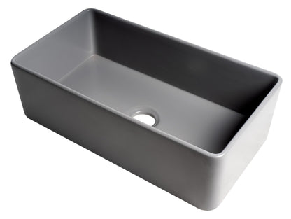 ALFI brand ABF3318S Smooth Apron 33" x 18" Single Bowl Fireclay Farm Sink
