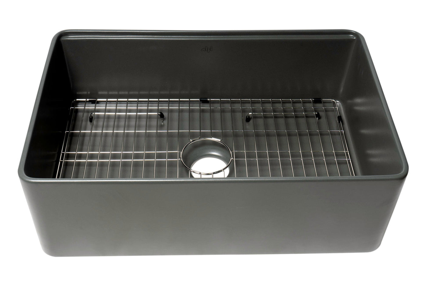 ALFI brand ABFS3020 Workstation 30" x 20" Single Bowl Step Rim Fireclay Farm Sink with Accessories