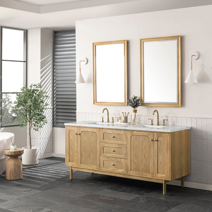 Laurent 72" Double Vanity Cabinet, Light Natural Oak