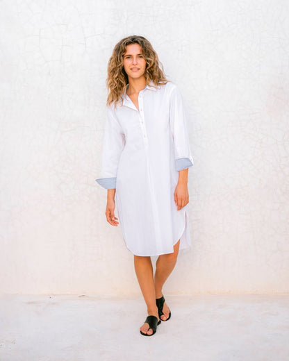 Essential Collar Shirt Dress - White