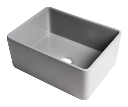 ALFI brand ABF2418 Smooth Apron 24" x 18" Single Bowl Fireclay Farm Sink
