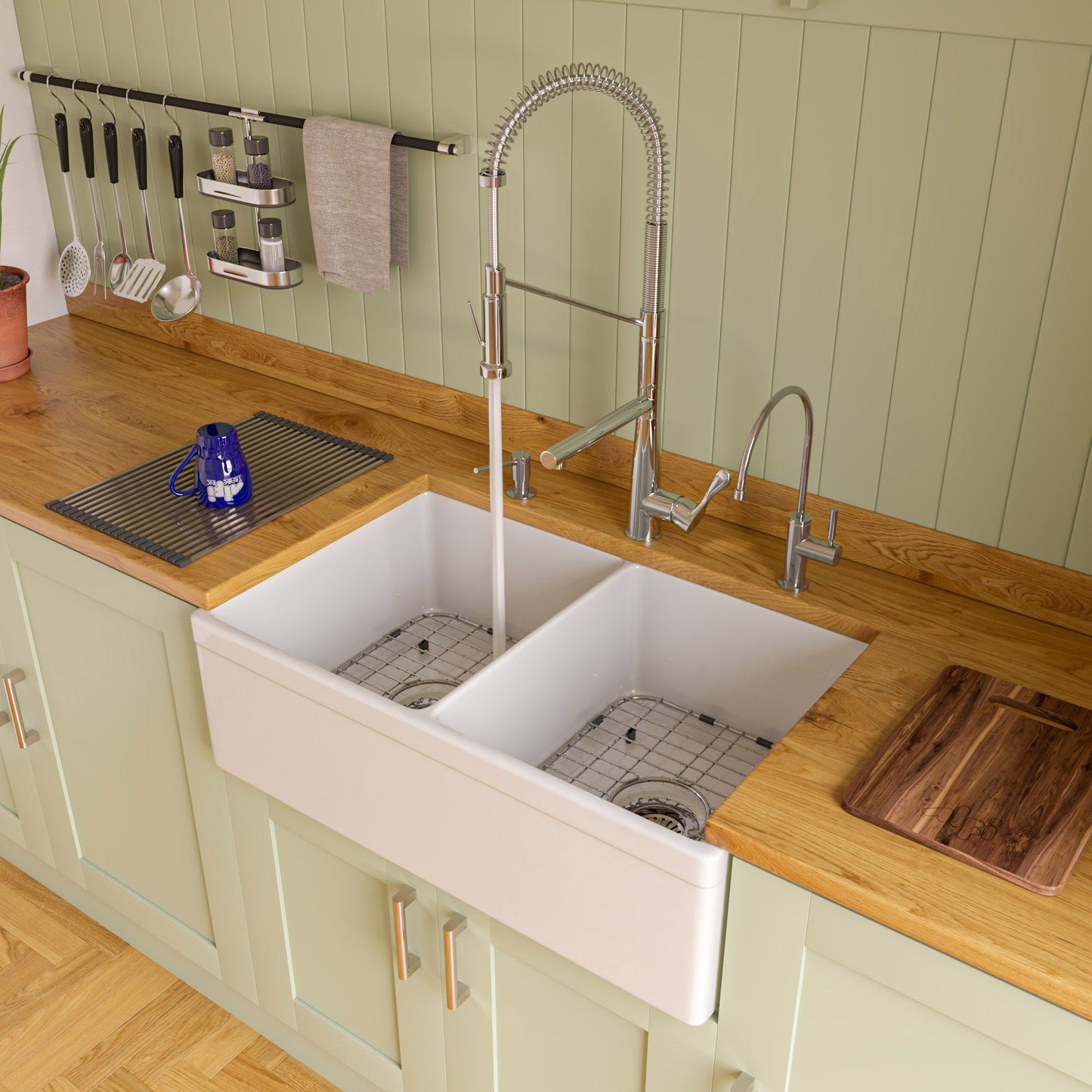ALFI brand ABKF3787 Double Spout Commercial Spring Kitchen Faucet