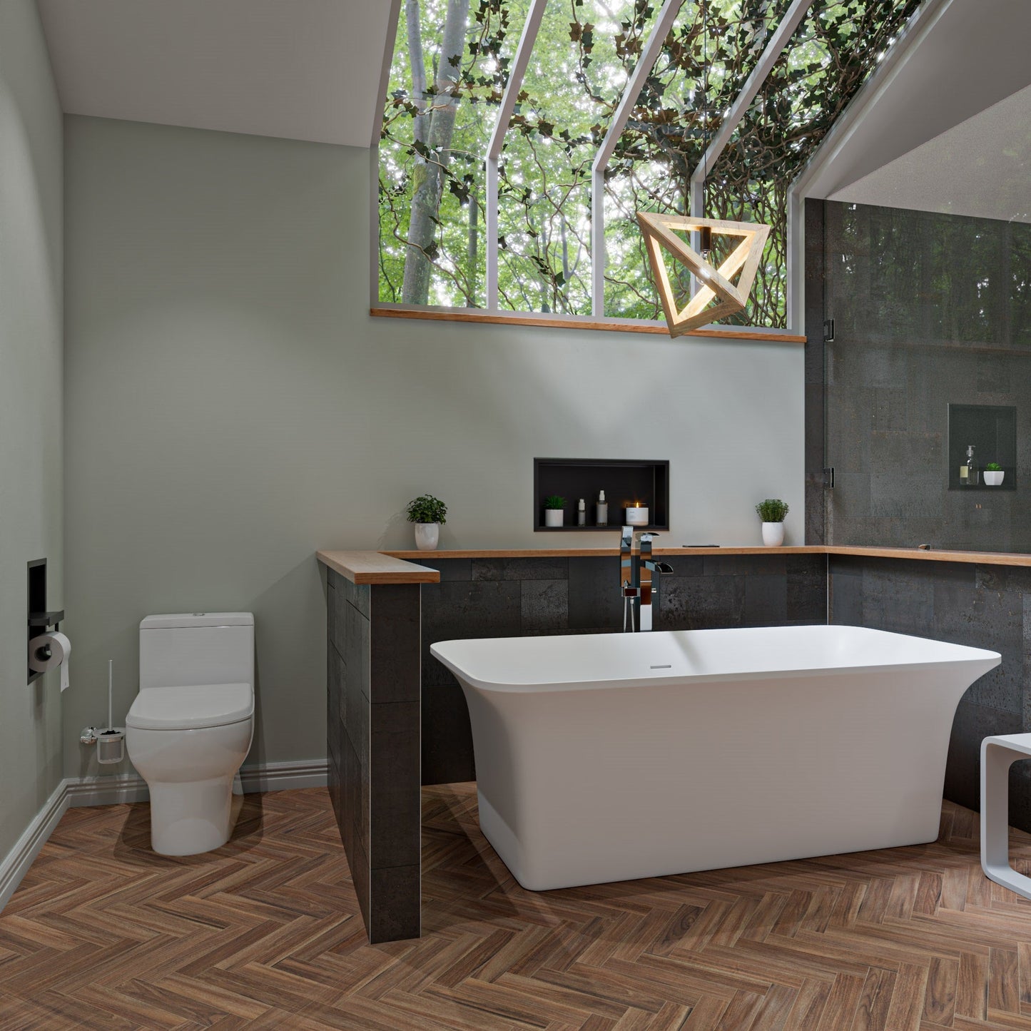 ALFI brand  AB9942 67" White Rectangular Solid Surface Smooth Resin Soaking Bathtub
