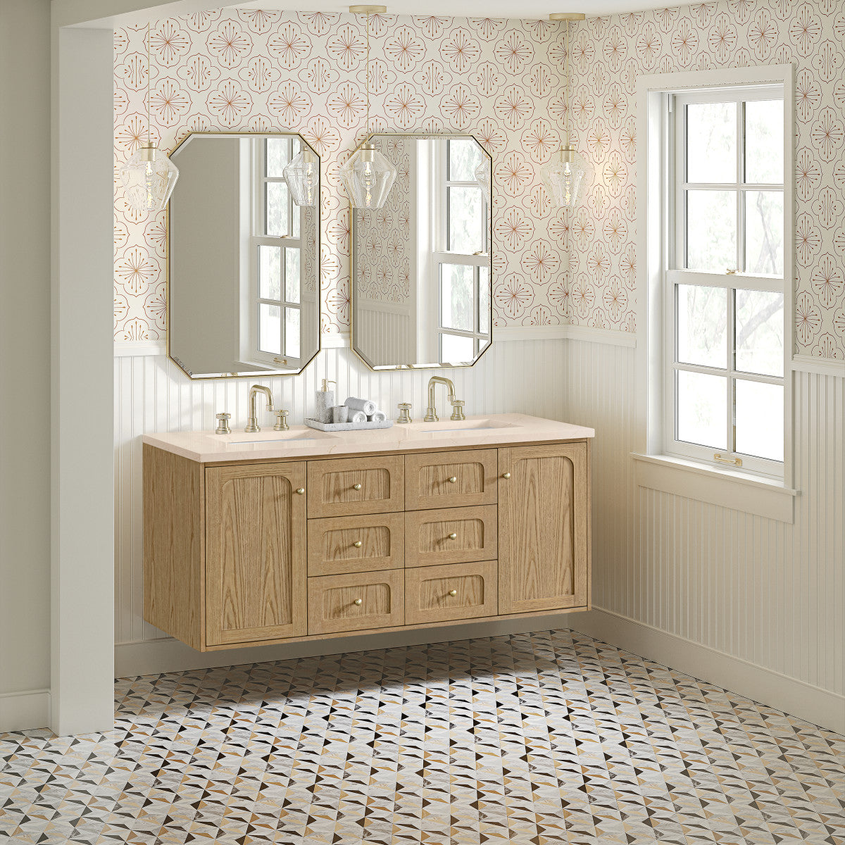 Laurent 60" Double Vanity, Light Natural Oak