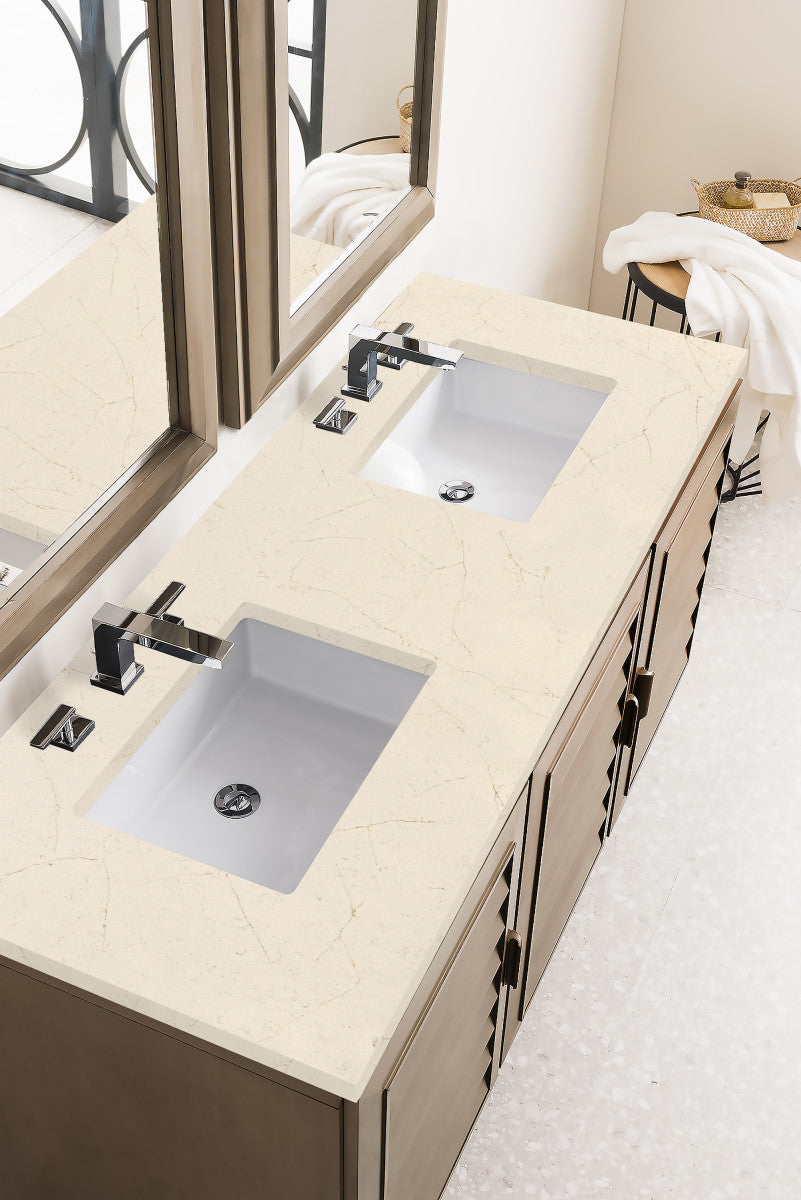 Portland 60" Double Vanity Cabinet, Whitewashed Walnut