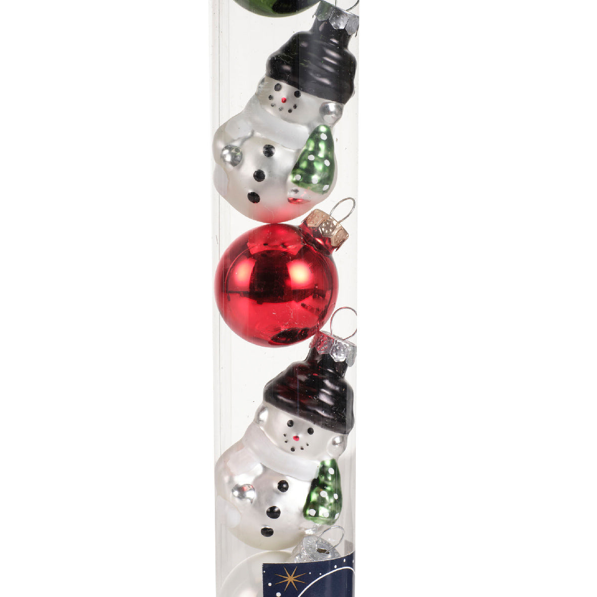 Tube of 9 Glass Ornaments - 30mm - Snowman