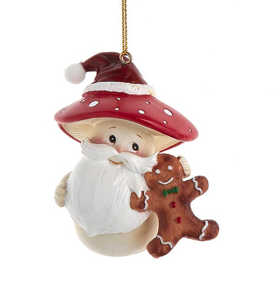 Merry Little Mushroom Santa Ornament - Gingerbread