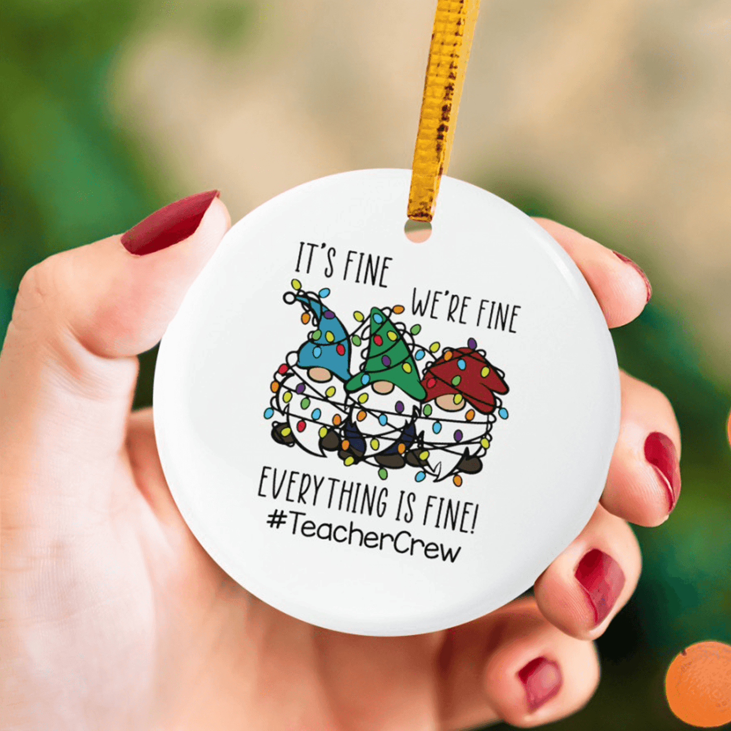 Funny Christmas Ornament - Circle Ceramic Ornament - Personalized Christmas Gift for Teacher, Kindergarten, Preschool, Pre K, Paraprofessional