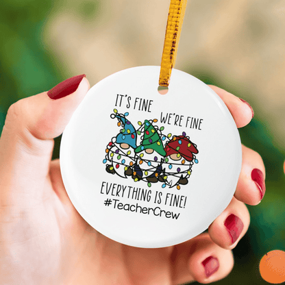 Funny Christmas Ornament - Circle Ceramic Ornament - Personalized Christmas Gift for Teacher, Kindergarten, Preschool, Pre K, Paraprofessional