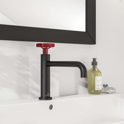 Eviva Enza Single-Handle Waterfall Single-Hole Bathroom Faucet with Deckplate Included in Matte Black