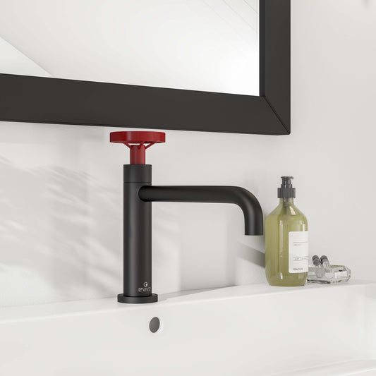 Eviva Enza Single-Handle Waterfall Single-Hole Bathroom Faucet with Deckplate Included in Matte Black