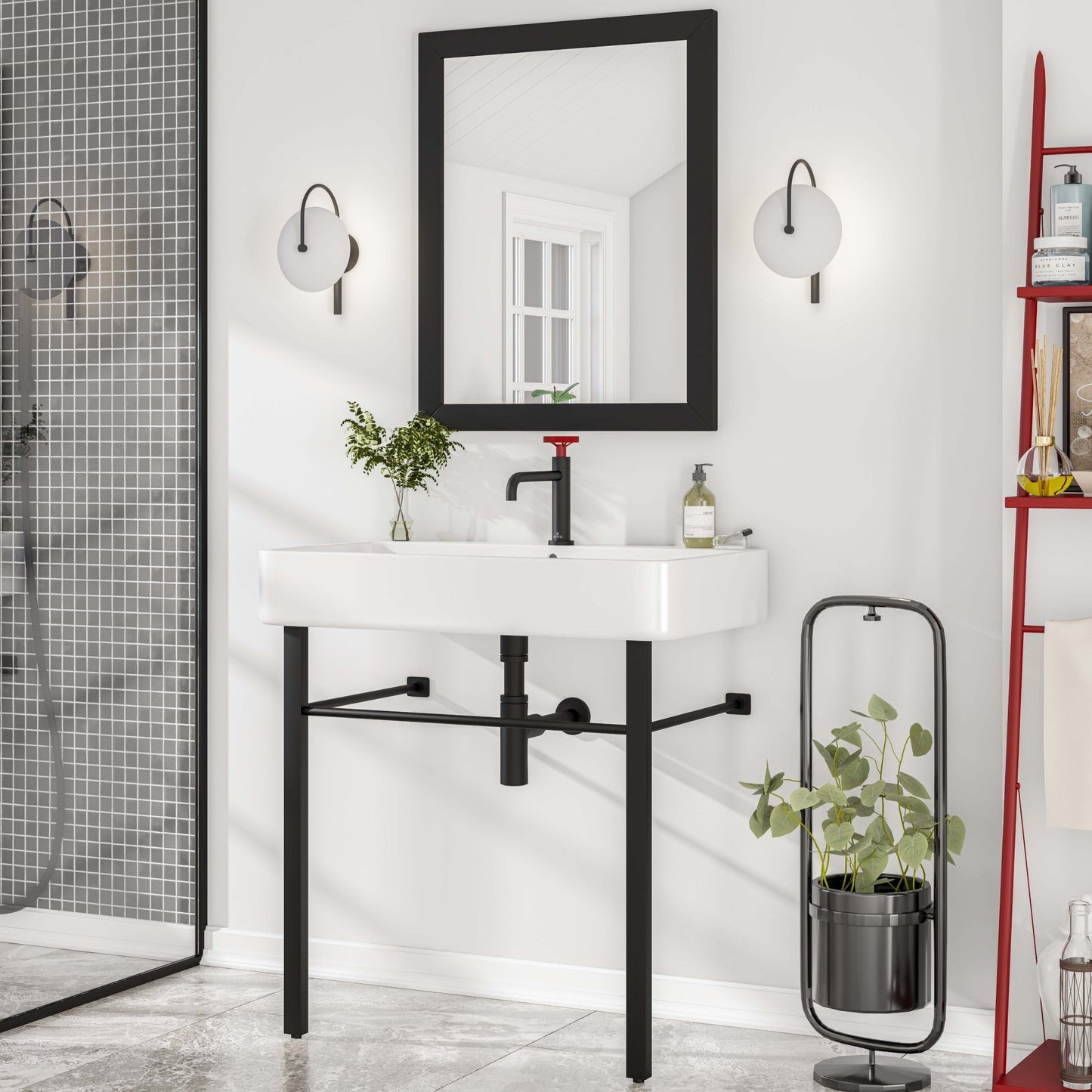 Eviva Enza Single-Handle Waterfall Single-Hole Bathroom Faucet with Deckplate Included in Matte Black