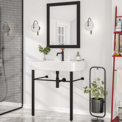 Eviva Enza Single-Handle Waterfall Single-Hole Bathroom Faucet with Deckplate Included in Matte Black