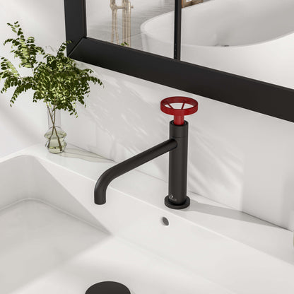 Eviva Enza Single-Handle Waterfall Single-Hole Bathroom Faucet with Deckplate Included in Matte Black