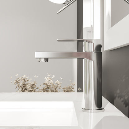 Eviva Pure Single-Handle Waterfall Single-Hole Bathroom Faucet with Deckplate Included in Brushed Nickel