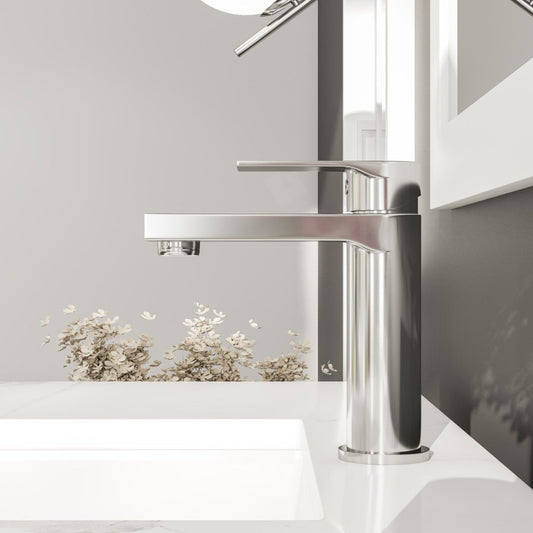 Eviva Pure Single-Handle Waterfall Single-Hole Bathroom Faucet with Deckplate Included in Brushed Nickel