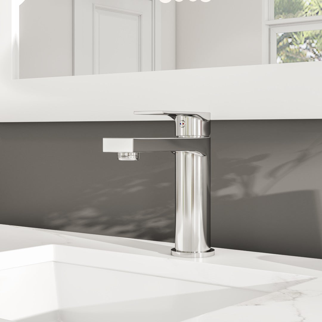Eviva Pure Single-Handle Waterfall Single-Hole Bathroom Faucet with Deckplate Included in Brushed Nickel
