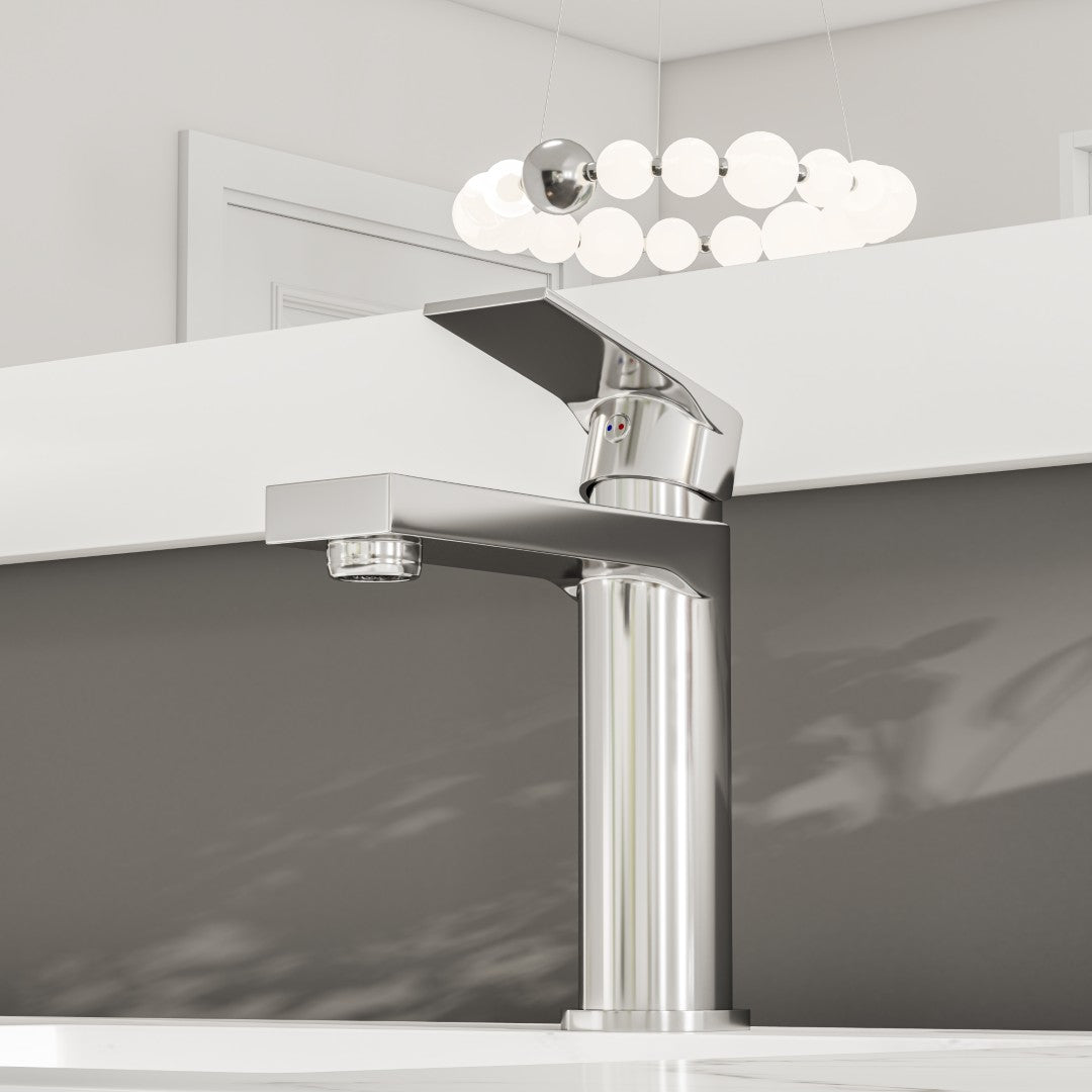 Eviva Pure Single-Handle Waterfall Single-Hole Bathroom Faucet with Deckplate Included in Brushed Nickel