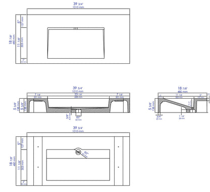 ALFI brand  ABCO40R 40" Solid Concrete Rectangular Countertop Sink