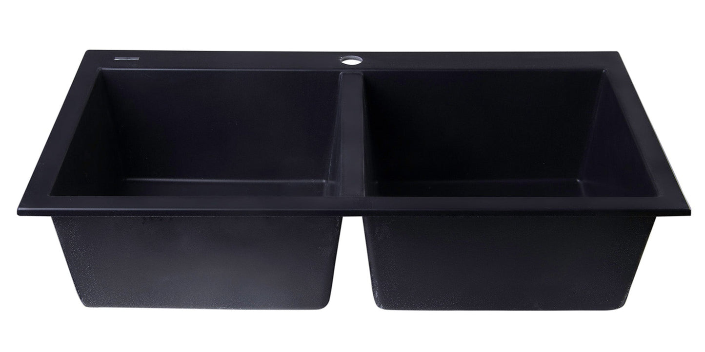 ALFI brand AB3420DI 34" Drop-In Double Bowl Granite Composite Kitchen Sink