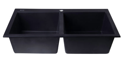 ALFI brand AB3420DI 34" Drop-In Double Bowl Granite Composite Kitchen Sink