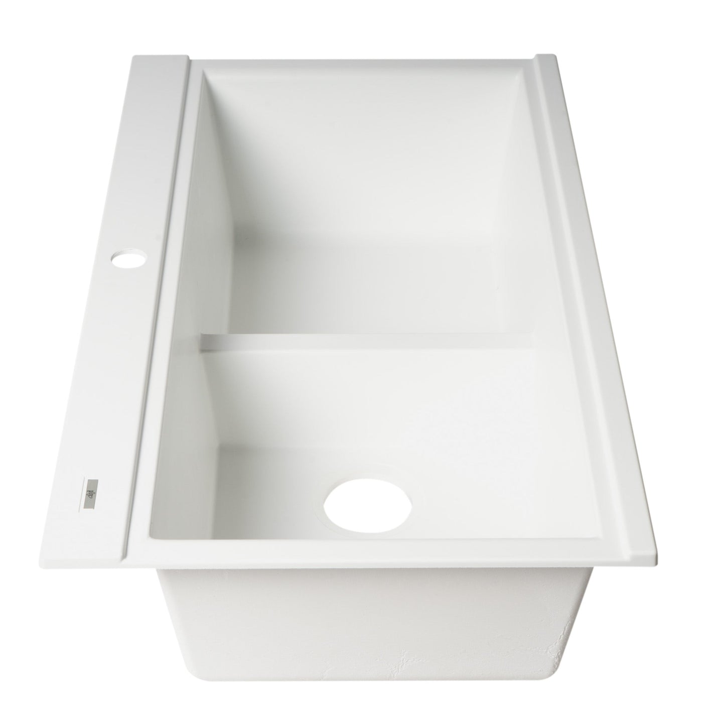 ALFI brand AB3418DBDI 33" Granite Composite Workstation Step Rim Double Bowl Drop In Sink with Accessories
