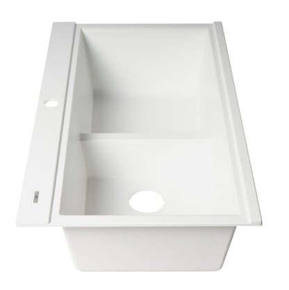 ALFI brand AB3418DBDI 33" Granite Composite Workstation Step Rim Double Bowl Drop In Sink with Accessories