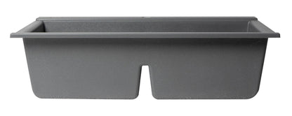 ALFI brand AB3418DBDI 33" Granite Composite Workstation Step Rim Double Bowl Drop In Sink with Accessories