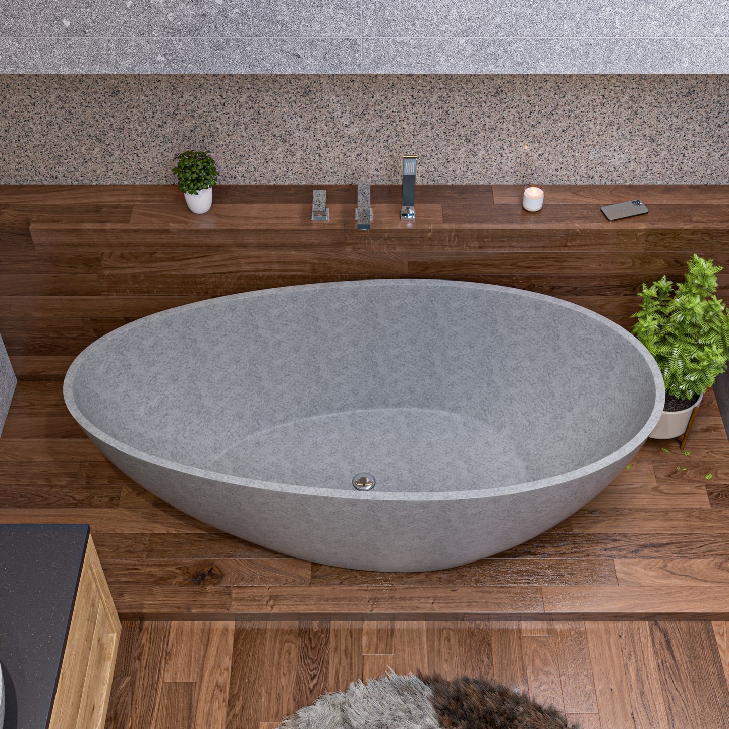ALFI brand  ABCO72TUB 72" Solid Concrete Tear Drop Freestanding Bathtub