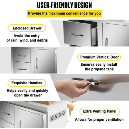 Extra Large Outdoor Stainless Steel Kitchen Storage Cabinet With Pulling Drawers (92817405)