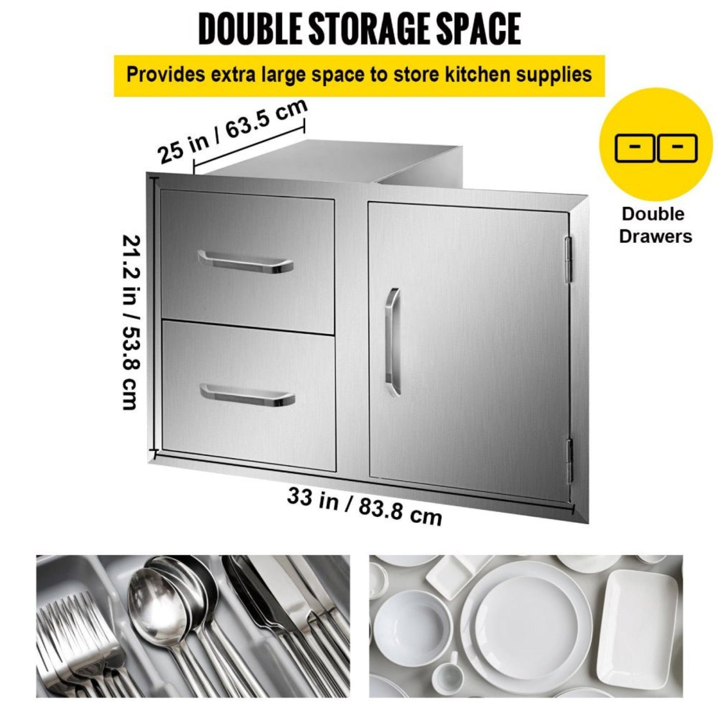 Extra Large Outdoor Stainless Steel Kitchen Storage Cabinet With Pulling Drawers (92817405)