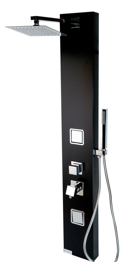 ALFI brand  ABSP65B Black Aluminum Shower Panel with 2 Body Sprays and Rain Shower Head