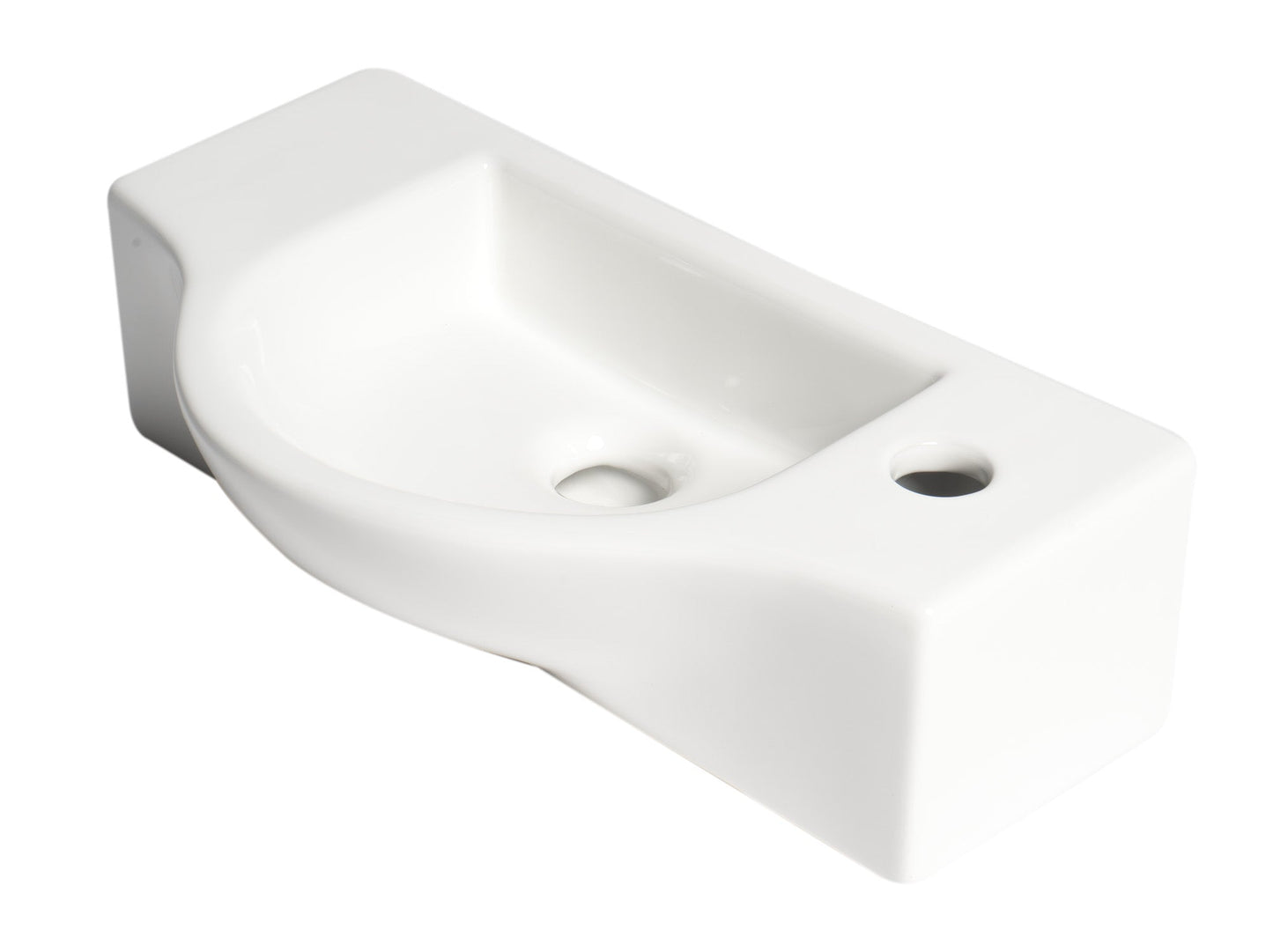 ALFI brand  ABC114 White 18" Small Wall Mounted Ceramic Sink with Faucet Hole