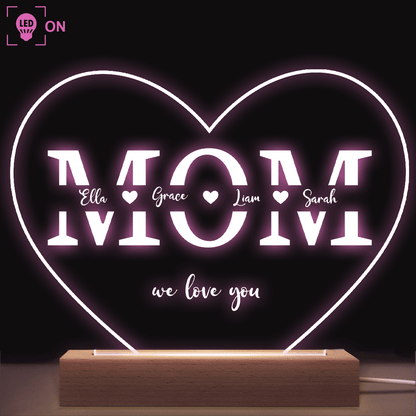 Mom We Love You - Acrylic Plaque Led Lamp - Personalized Gift for Mom - Mother's Day Gift