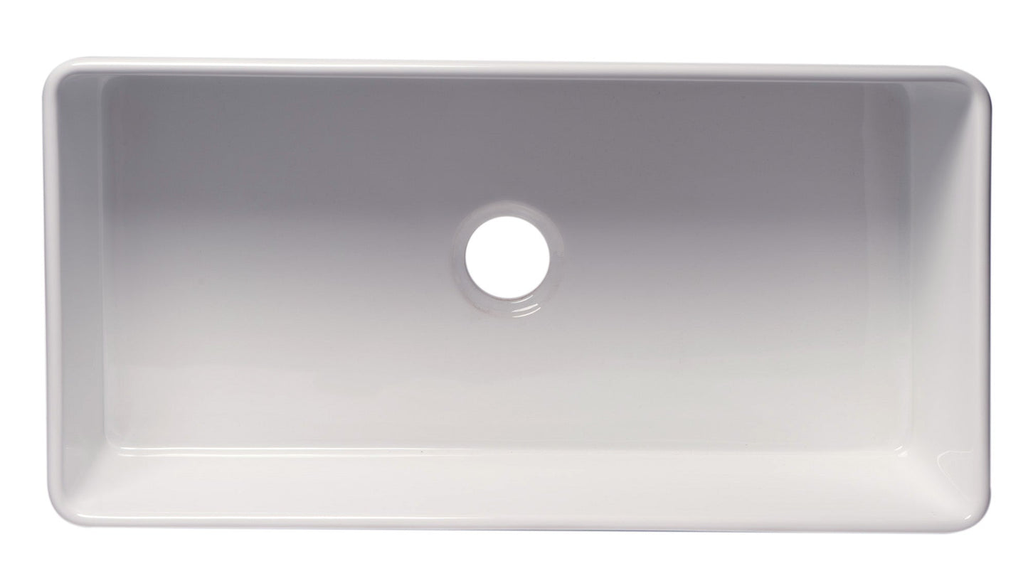 ALFI brand ABF3618 Smooth Apron 36" x 18" Single Bowl Fireclay Farm Sink
