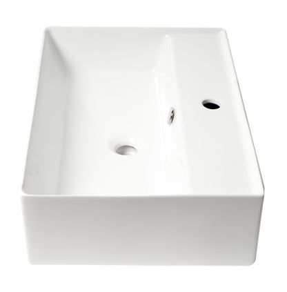 ALFI brand ABC901 24" Modern Rectangular Above Mount Ceramic Sink with Faucet Hole