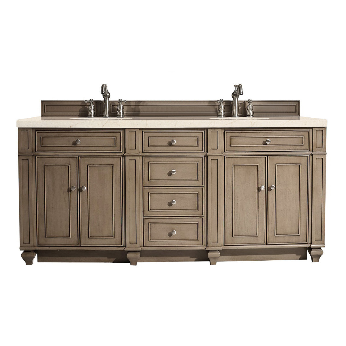 Bristol 72" Double Vanity Cabinet, Bright White