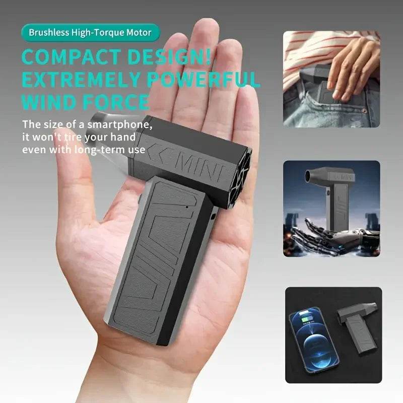 Turbo Fan Mini Air Blower – High-Power Silent Jet Blower with Type-C Fast Charging
