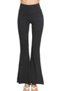 Zenana Raw Edge Hem Flare Yoga Pants in Black